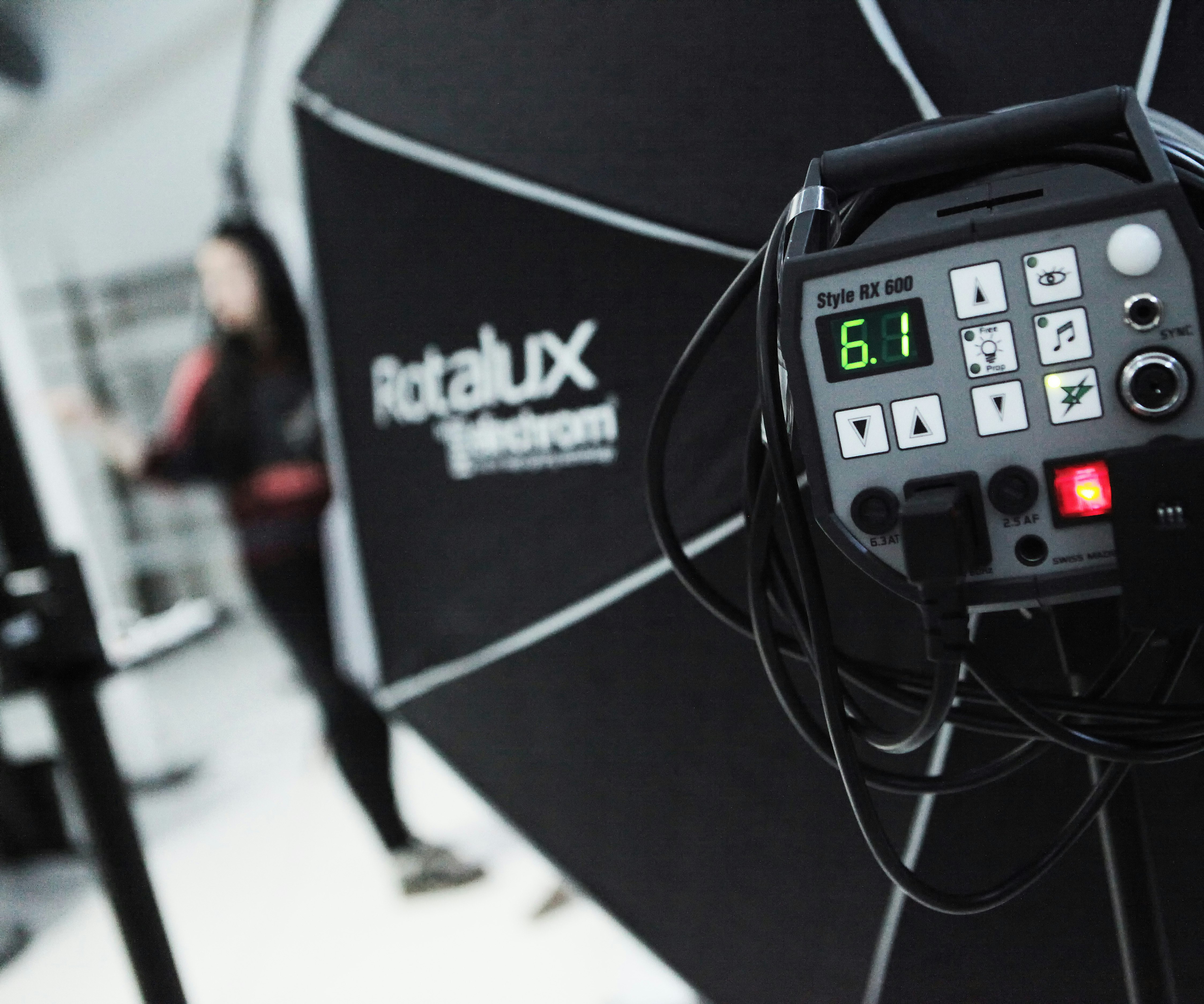 Extend your studio and free your creatives Closeup of back of lighting equipment, in commercial photo studio